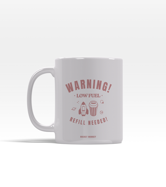 Caneca "Warning! Low Fuel" 325 ml - Rosa