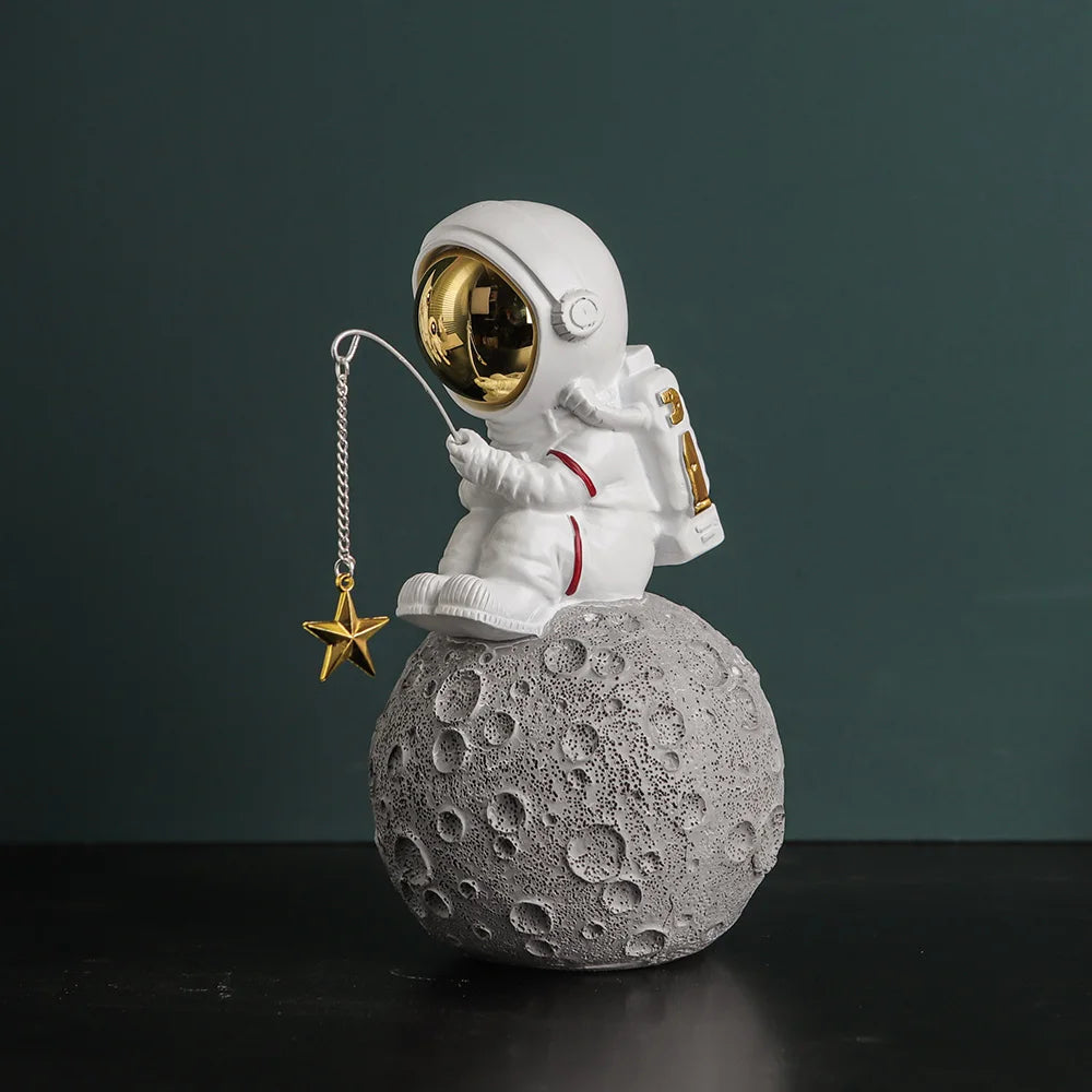Estatueta de Astronauta na Lua - Estatueta Resina